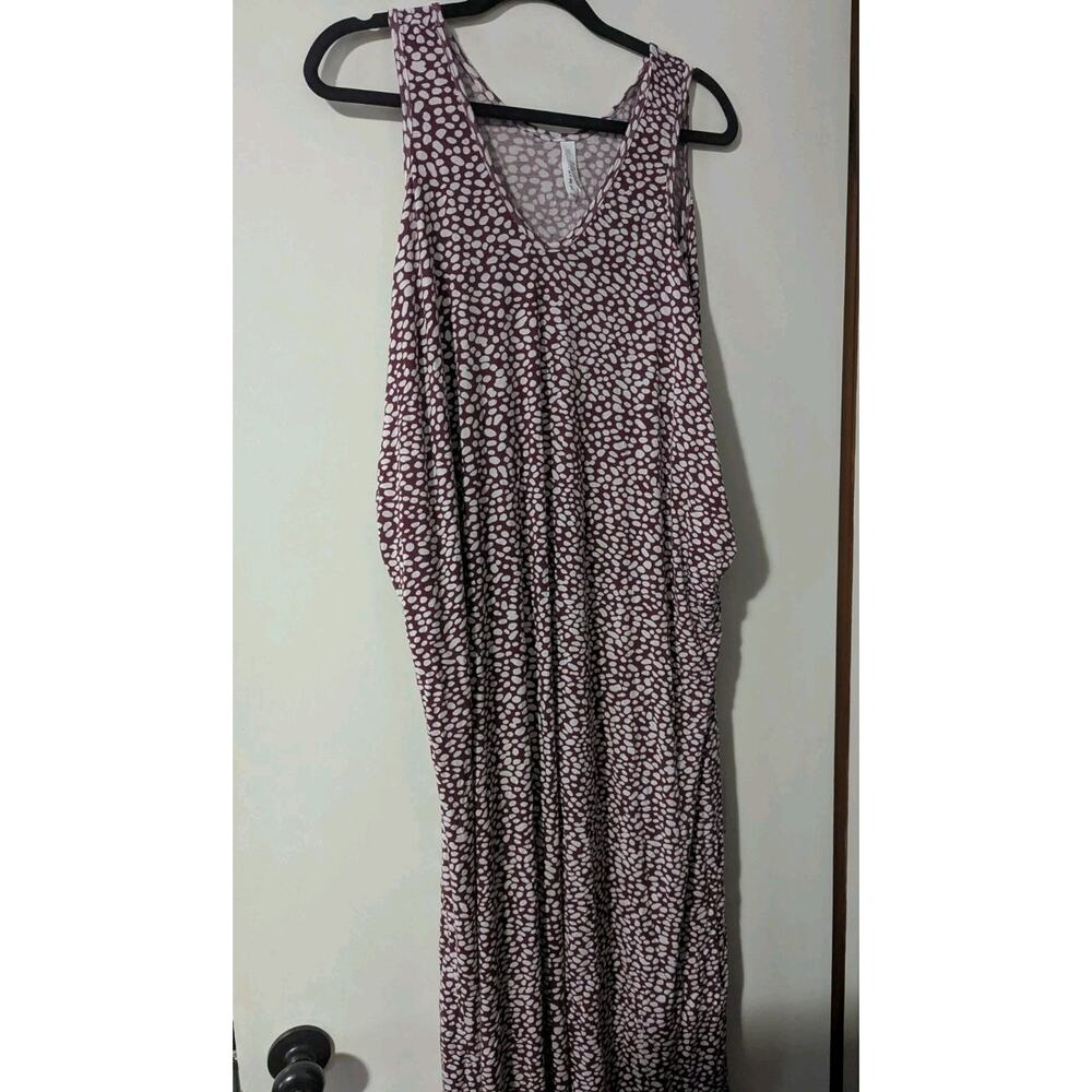 Latched Mama Dress Women XL Burgundy Polka Dot Cocoon Maxi Nursing Stretch